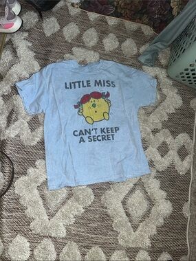 Little Miss Can't Keep a Secret Light Blue  Graphic Tee